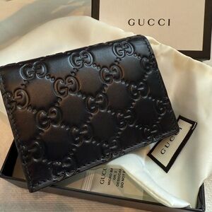 GUCCI Guccissima Black GG Emblem Logo Small Wallet - Brand New in Box